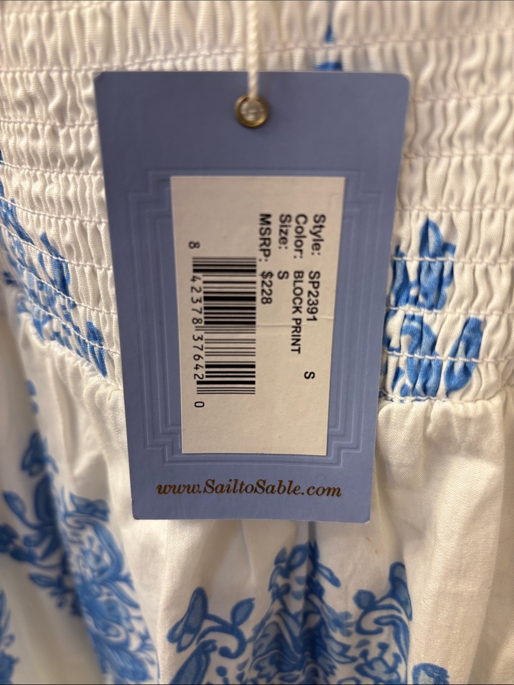 STS Blue and White Smocked Sundress - Picture 3 of 5